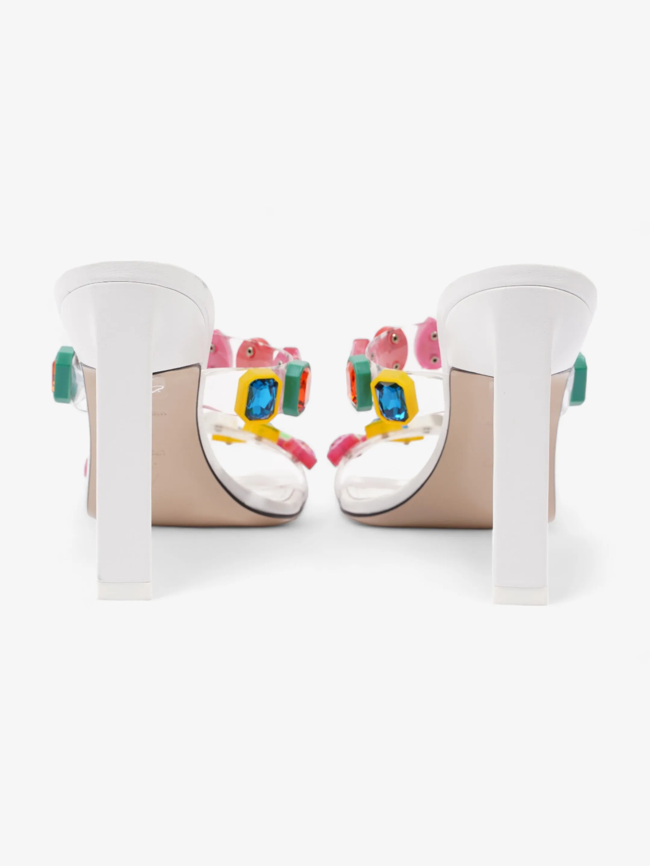 The Attico Nanci Embellished Heeled Mule 100mm White / Multi leather EU 37 UK 4