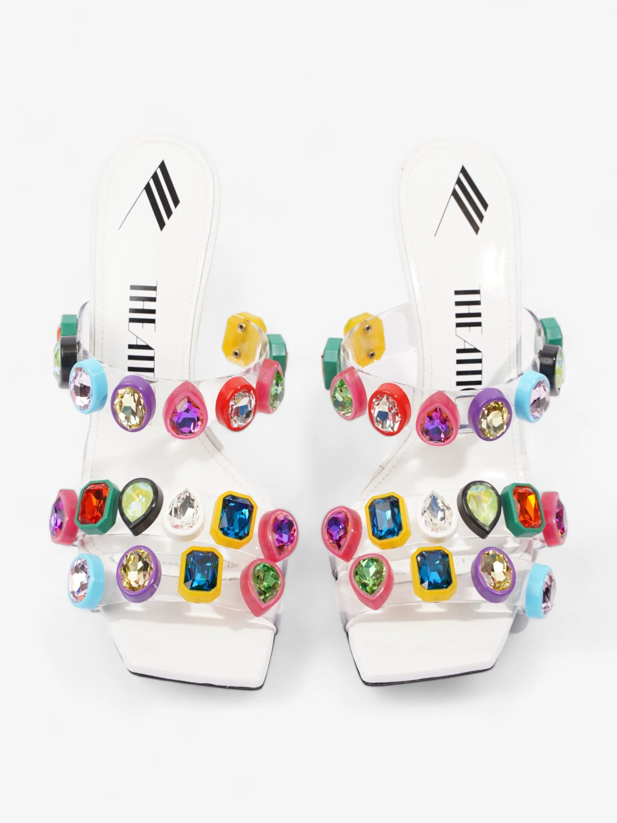 The Attico Nanci Embellished Heeled Mule 100mm White / Multi leather EU 37 UK 4