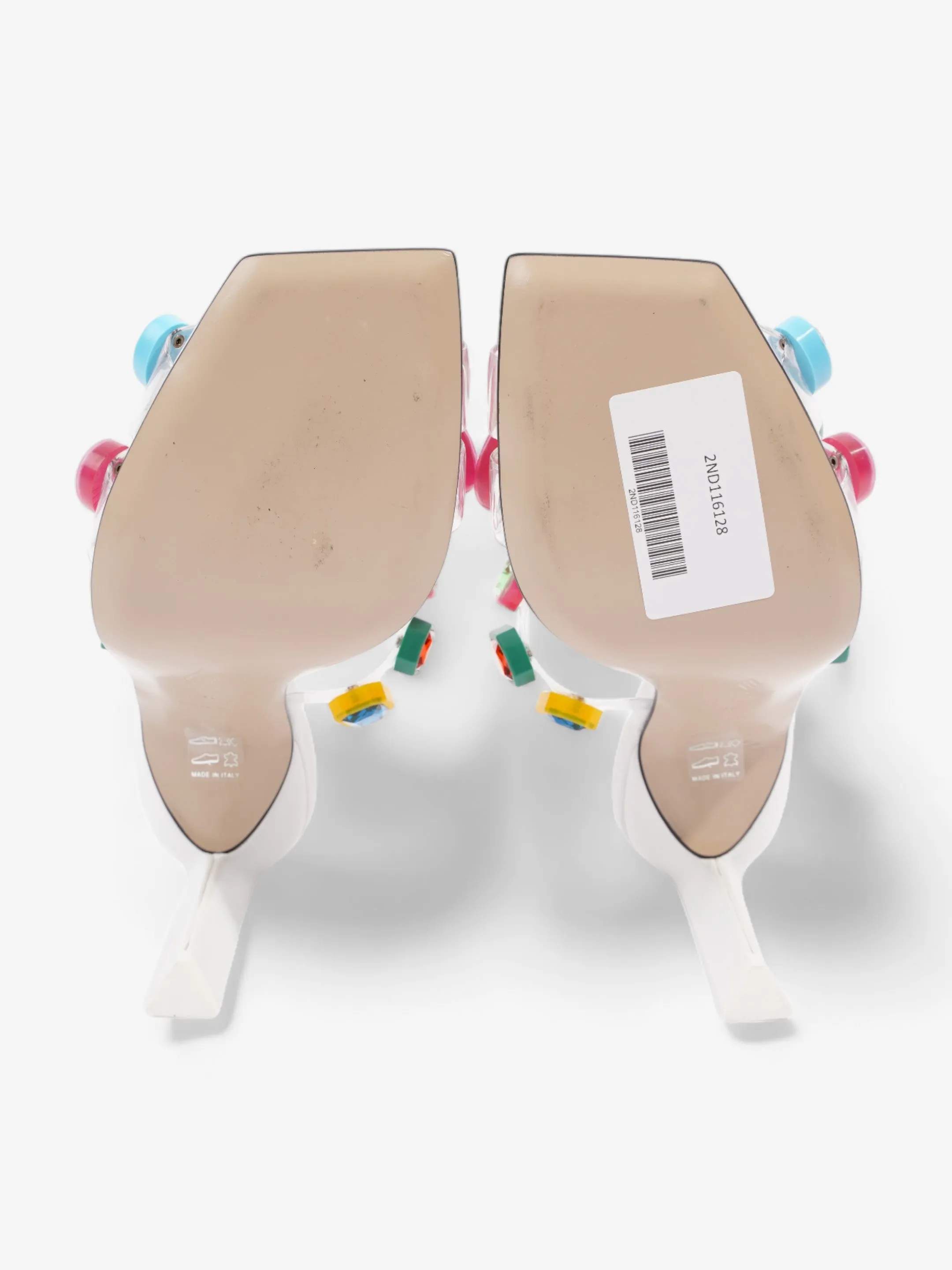 The Attico Nanci Embellished Heeled Mule 100mm White / Multi leather EU 37 UK 4
