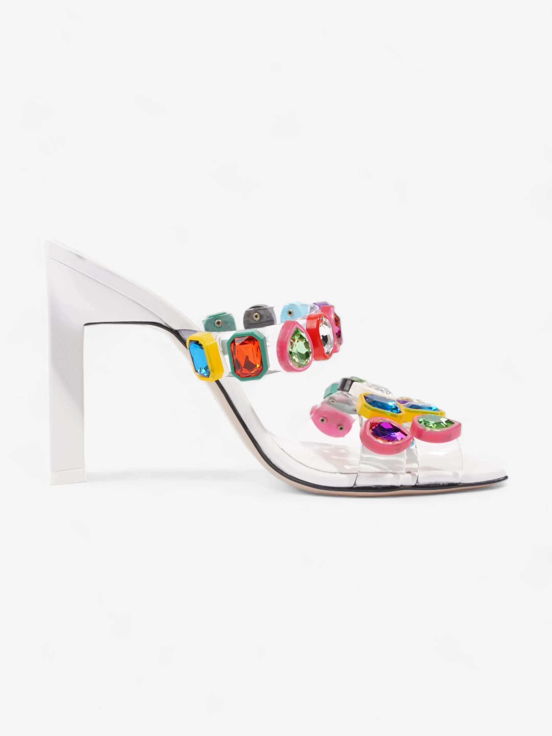 The Attico Nanci Embellished Heeled Mule 100mm White / Multi leather EU 37 UK 4