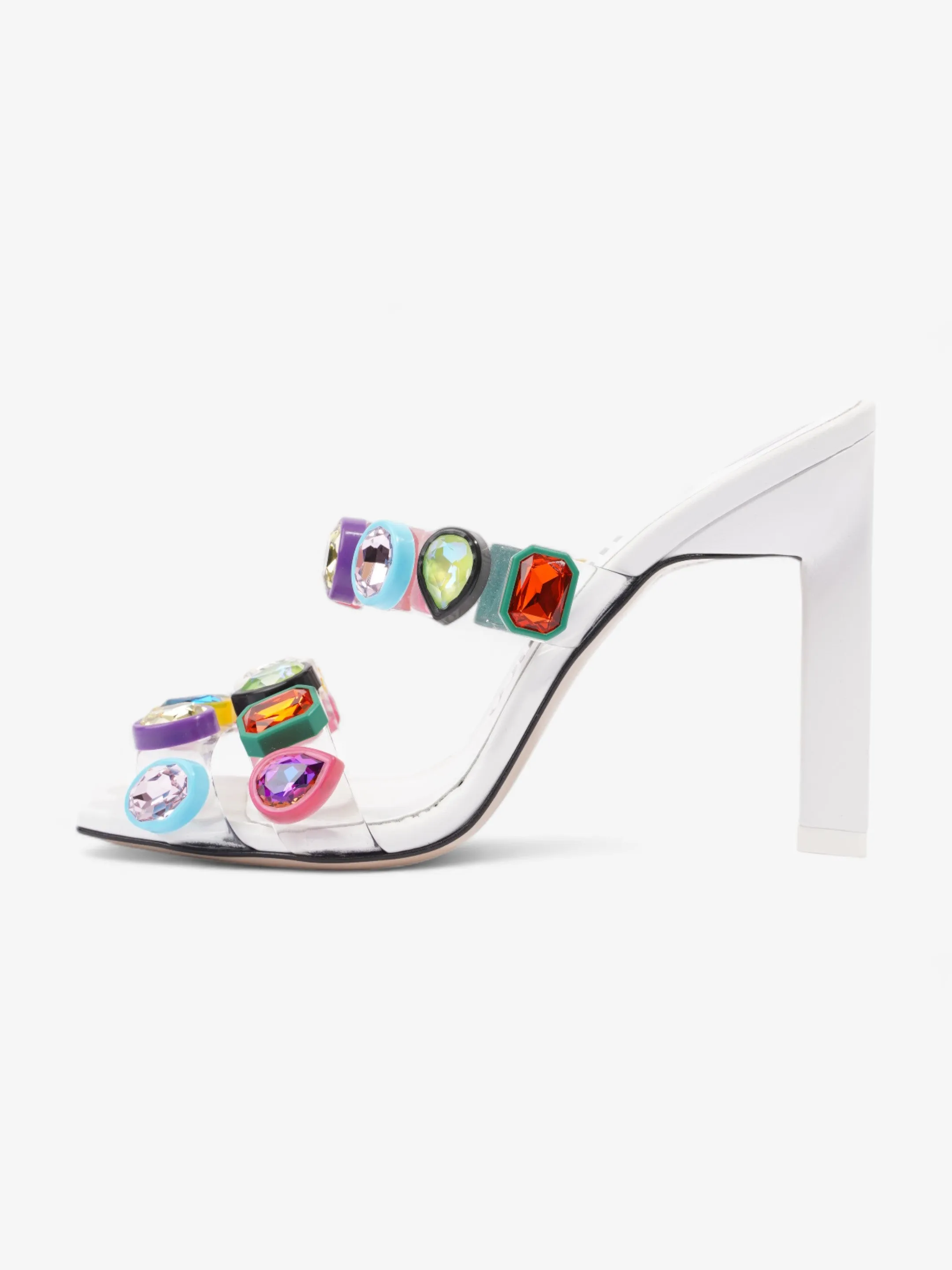 The Attico Nanci Embellished Heeled Mule 100mm White / Multi leather EU 37 UK 4