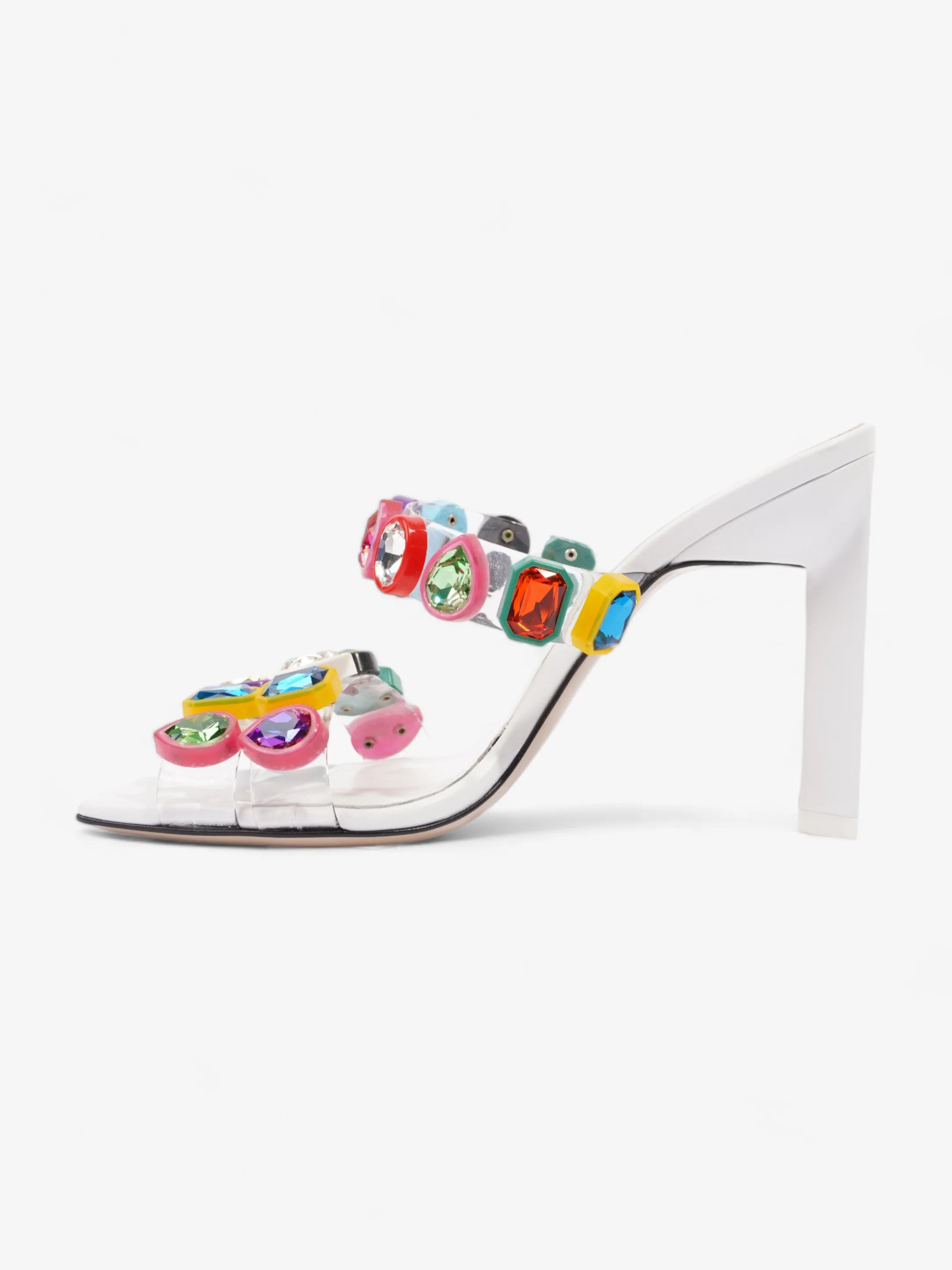 The Attico Nanci Embellished Heeled Mule 100mm White / Multi leather EU 37 UK 4