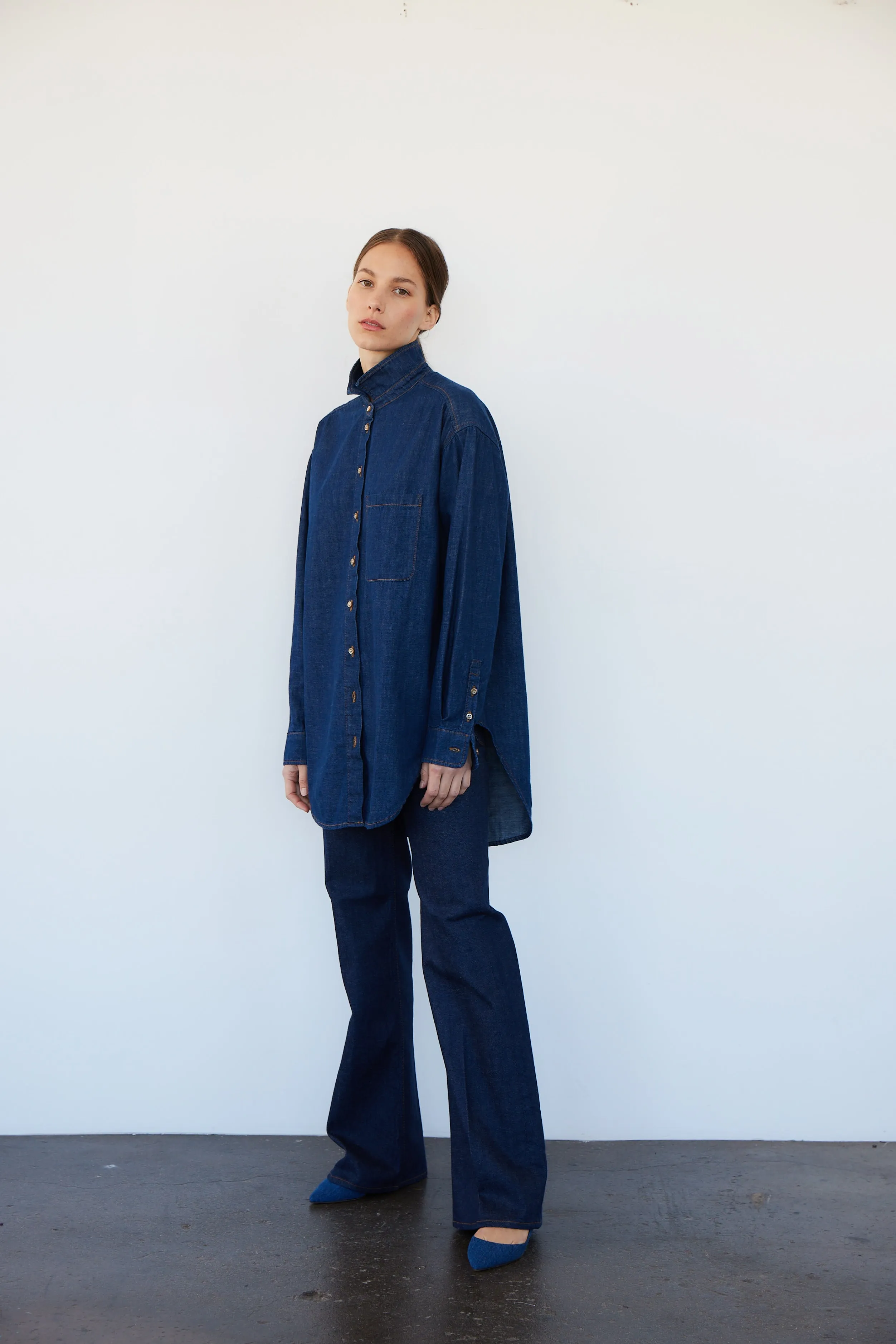 The Kitty Point Heel in Denim