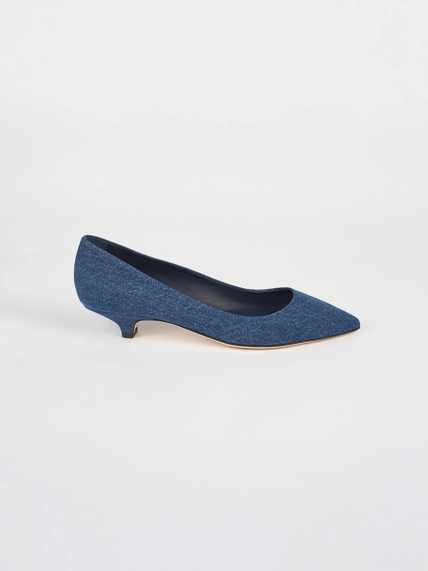 The Kitty Point Heel in Denim