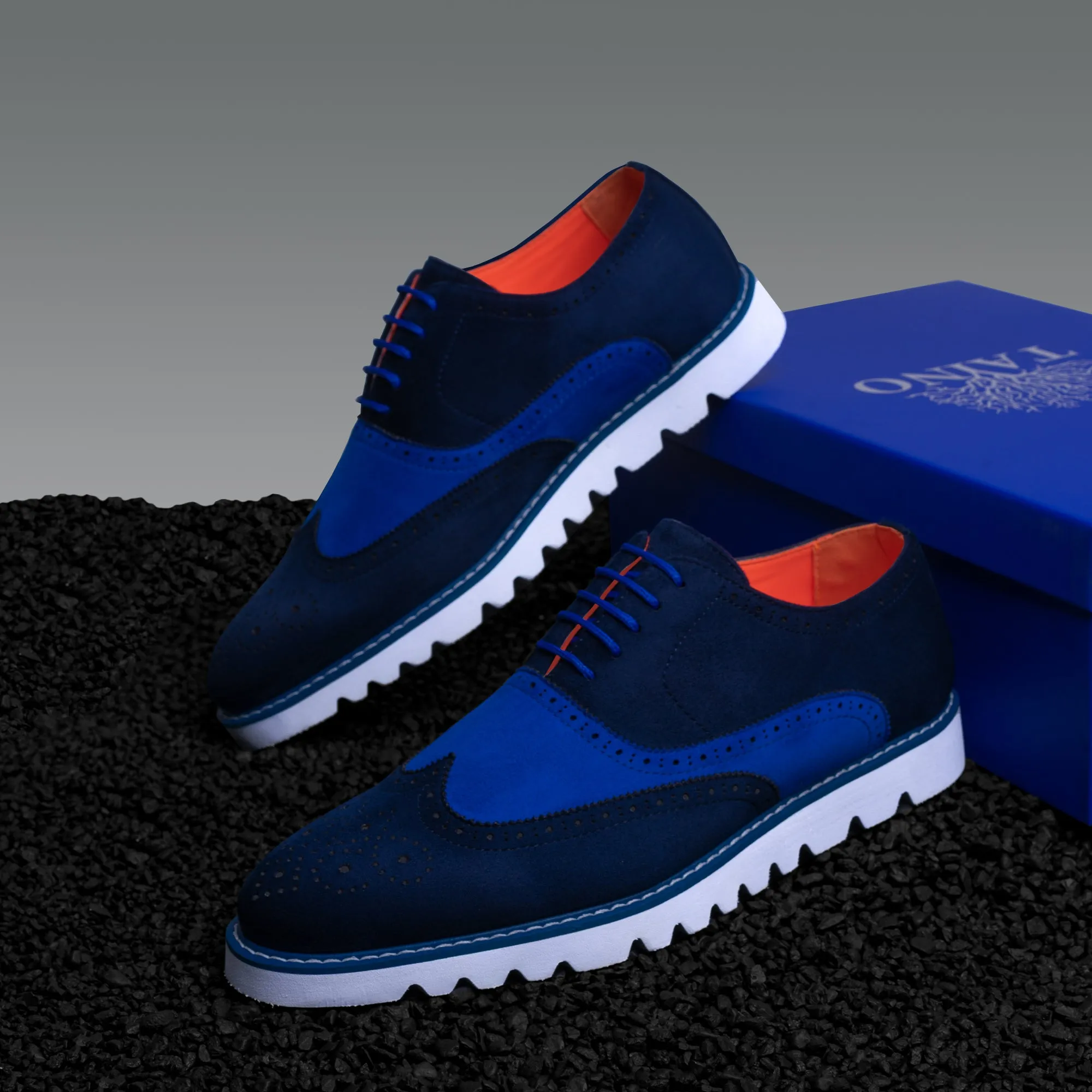 The Paragon TAYNO Suede Lace Up Wingtip Oxford Sneaker