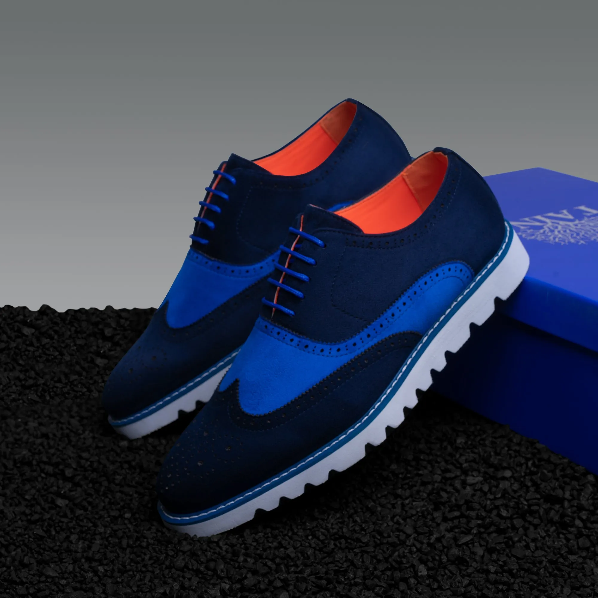 The Paragon TAYNO Suede Lace Up Wingtip Oxford Sneaker
