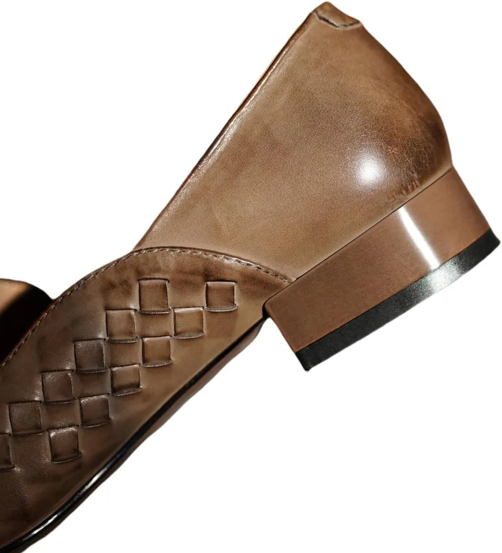 TinaCus Genuine Leather Women's Square Toe Handmade Loafer Flats Shoes