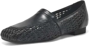 TinaCus Handmade Women's Genuine Leather Square Toe Slip-on Woven Loafer Flats
