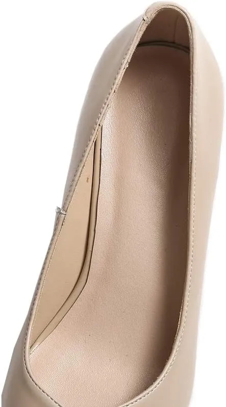 TinaCus Women's Genuine Leather Handmade High Heel Slip On Loafer Pump Shoes in Apricot