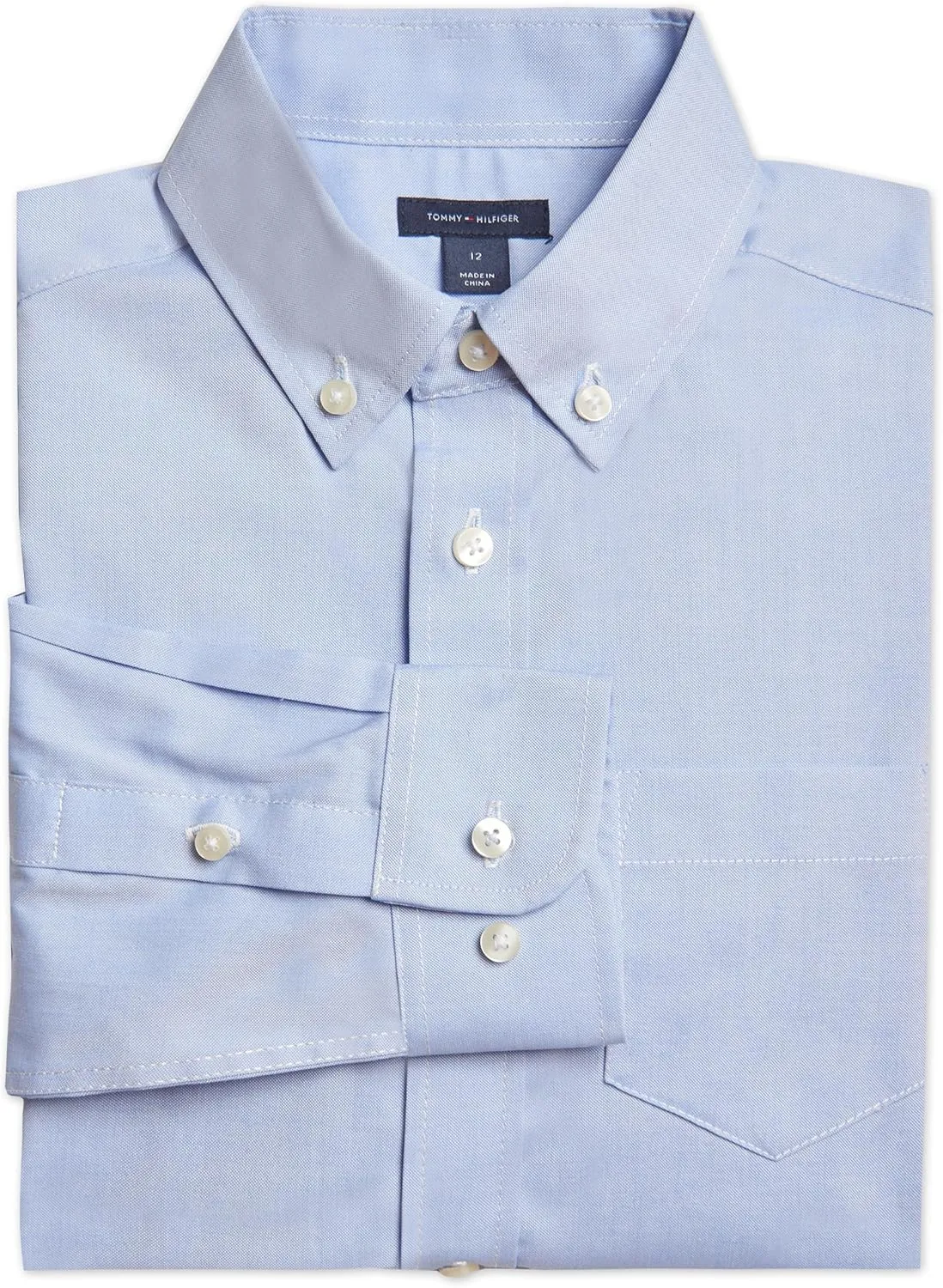Tommy Hilfiger Boy's Oxford Long Sleeve Dress Shirt, Collared Button-down With Chest Pocket, Regular Fit