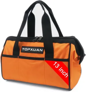 Tool Bag 13 Inch Waterproof Orange Tool Organizer with Wide Mouth for Power Tools and Hand Tools Oxford Cloth Fabric(3 pockets)