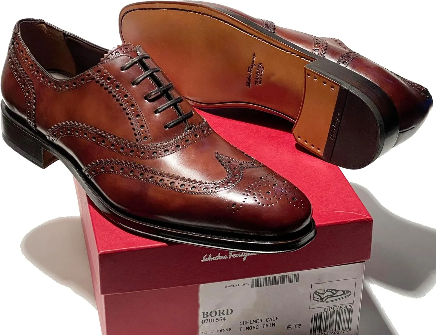 TRAMEZZA Bord Men's Brown Wingtip Brogue Leather Welted Oxford (Salvatore