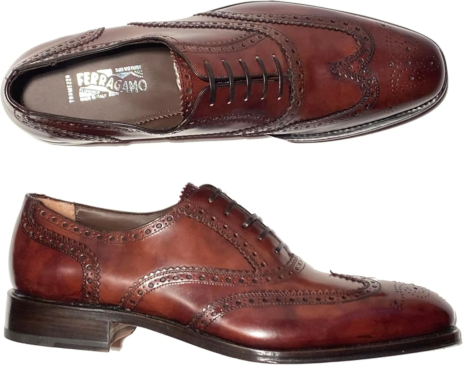 TRAMEZZA Bord Men's Brown Wingtip Brogue Leather Welted Oxford (Salvatore