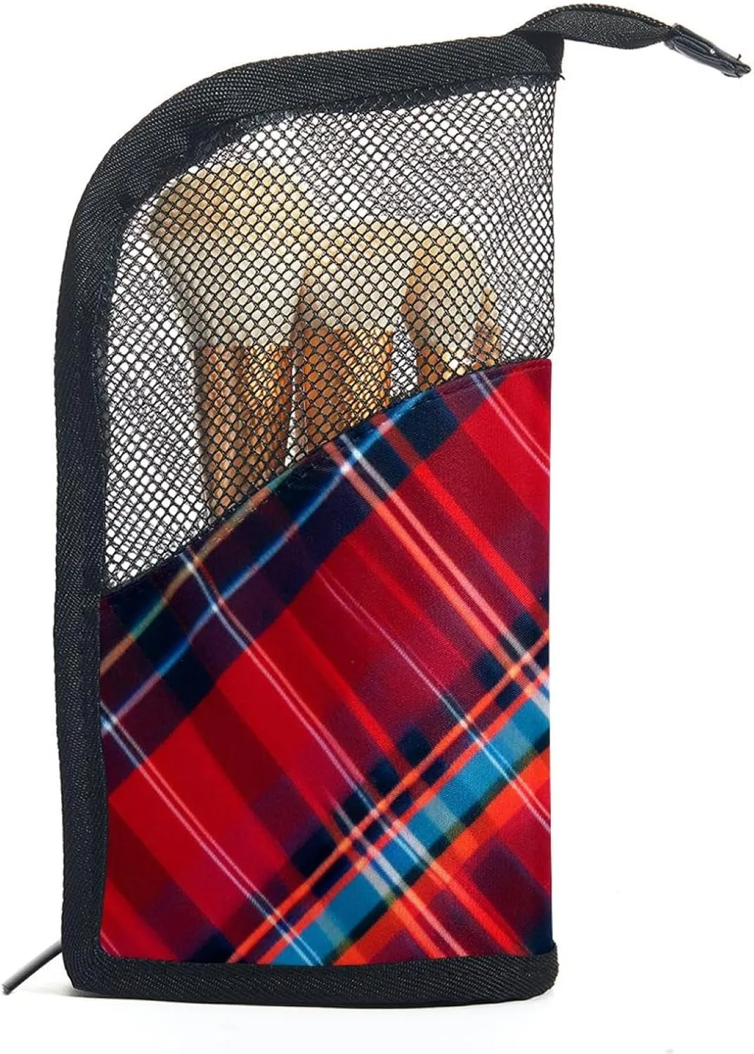 Travel Makeup Bag,Travel Toiletry Bag for Women,Classic Stripe Red Plaid,Cosmetic Travel Bag
