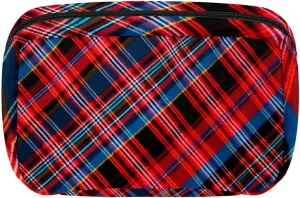 Travel Toiletry Bag,Small Makeup Bag,Classic Stripe Red Plaid,Make up Bags for Women