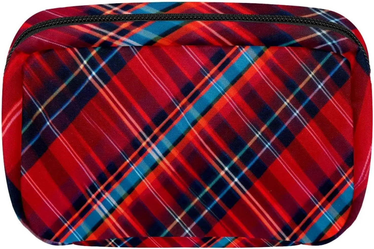 Travel Toiletry Bag,Small Makeup Bag,Classic Stripe Red Plaid,Make up Bags for Women