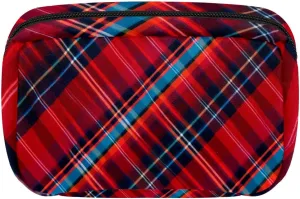 Travel Toiletry Bag,Small Makeup Bag,Classic Stripe Red Plaid,Make up Bags for Women