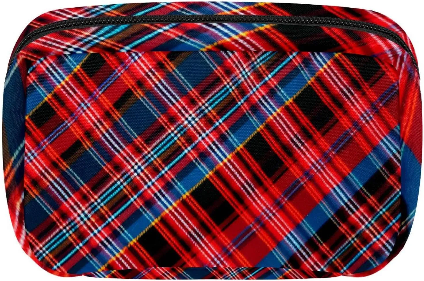 Travel Toiletry Bag,Small Makeup Bag,Classic Stripe Red Plaid,Make up Bags for Women