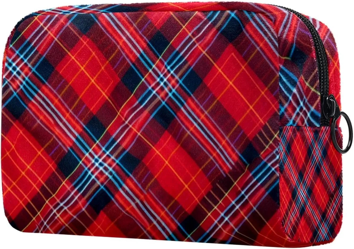 Travel Toiletry Bag,Small Makeup Bag,Classic Stripe Red Plaid,Make up Bags for Women