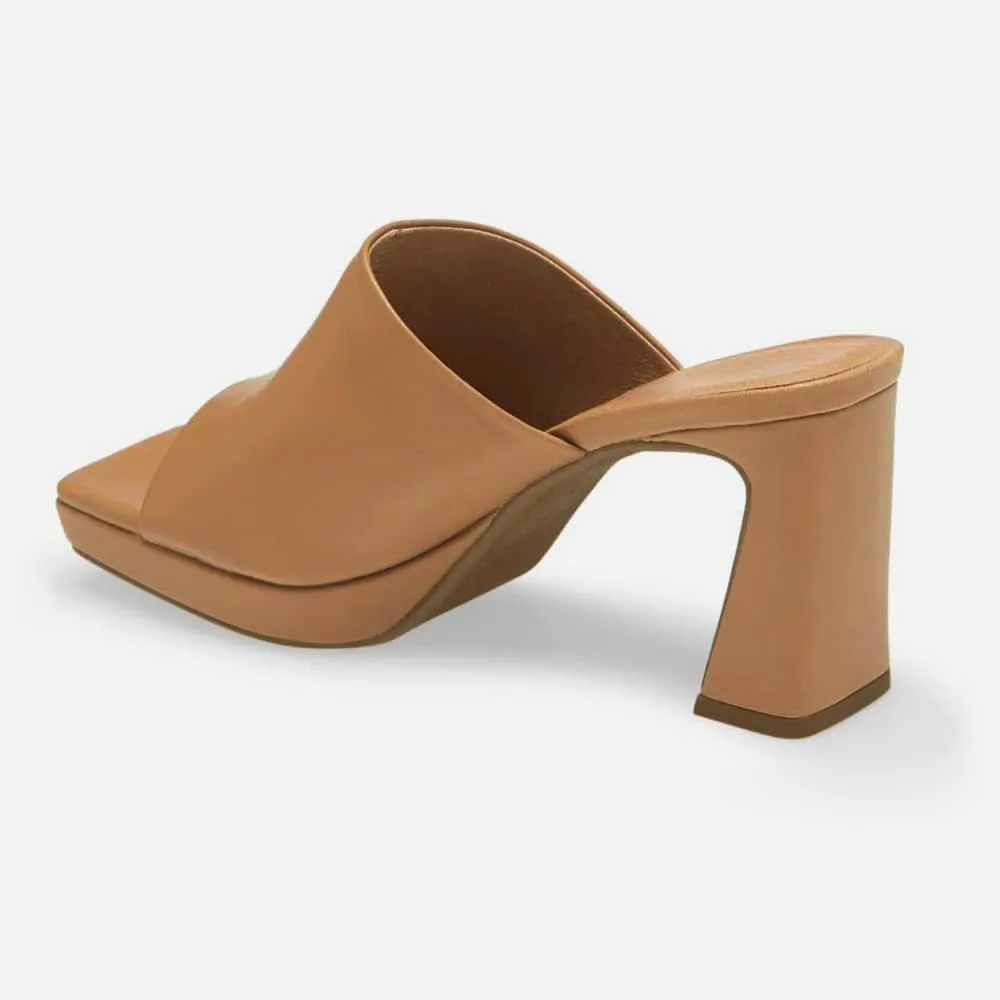 Trish Lucia Womens Platform Chunky Heels Mules Square Open Toe High Heeled Sandals Slip On Slides Dress Shoes