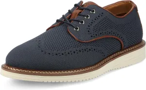 Vance Mens Whitaker Wingtip Dress Shoe Knit Fabric lace-up Closure Almond-Toe 6mm Vance Comfort System Insoles Navy 9 Medium Mens US