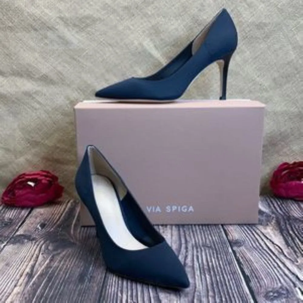 VIA SPIGA Black Cloe Pointed Toe Pump 7.5M
