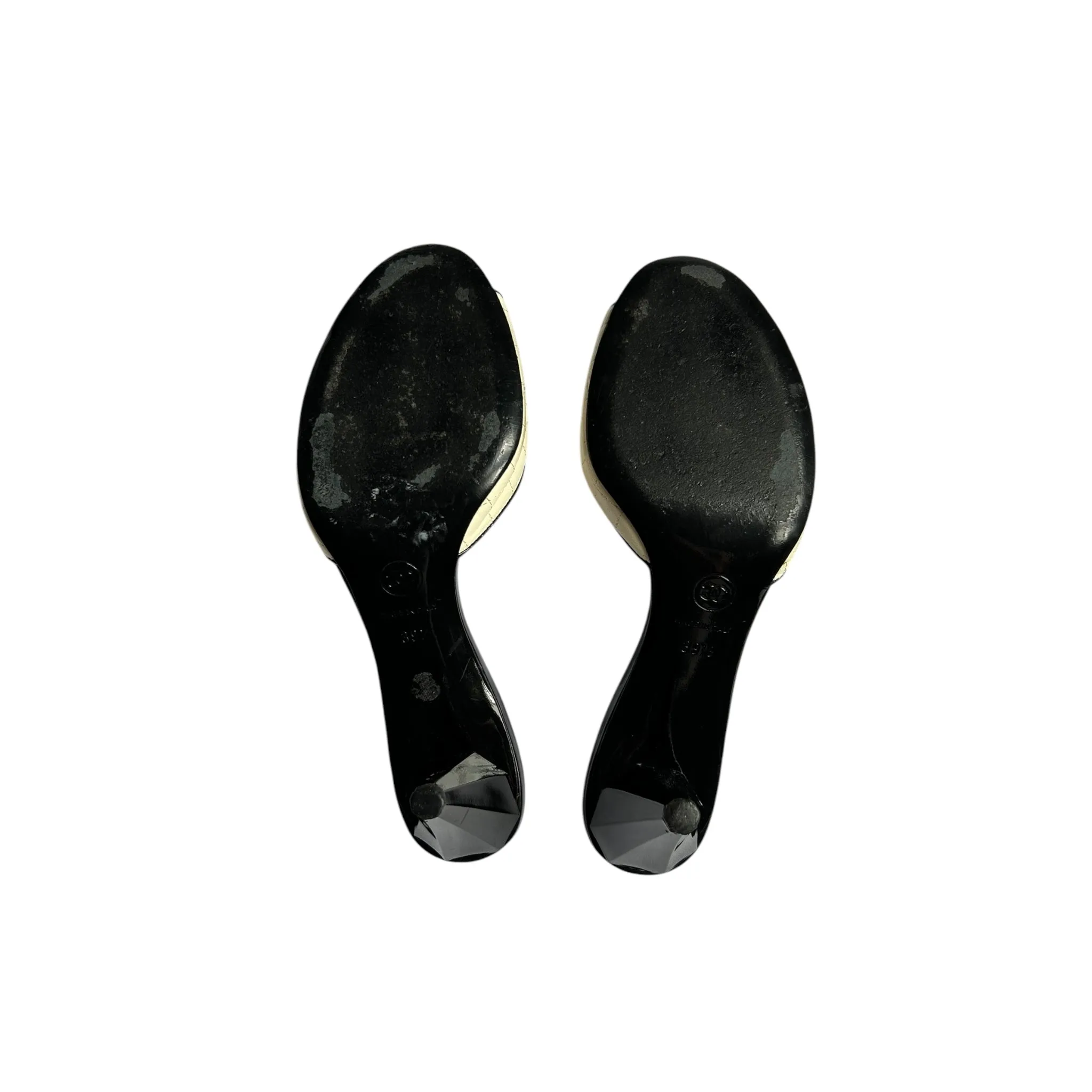 Vintage Chanel camellia quilted mule heels by Karl Lagerfeld/ 39.5