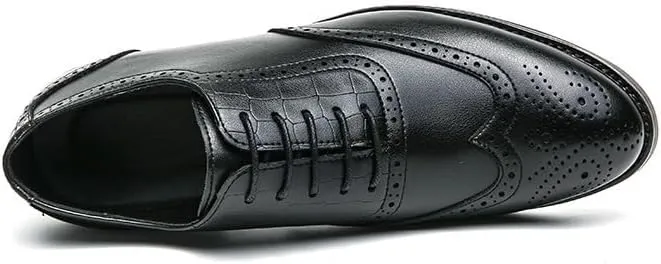 Vintage Height Increase Dress Shoes Spring Men Breathable Lace-Up Loafers Classic Comfortable Business Leather Shoes