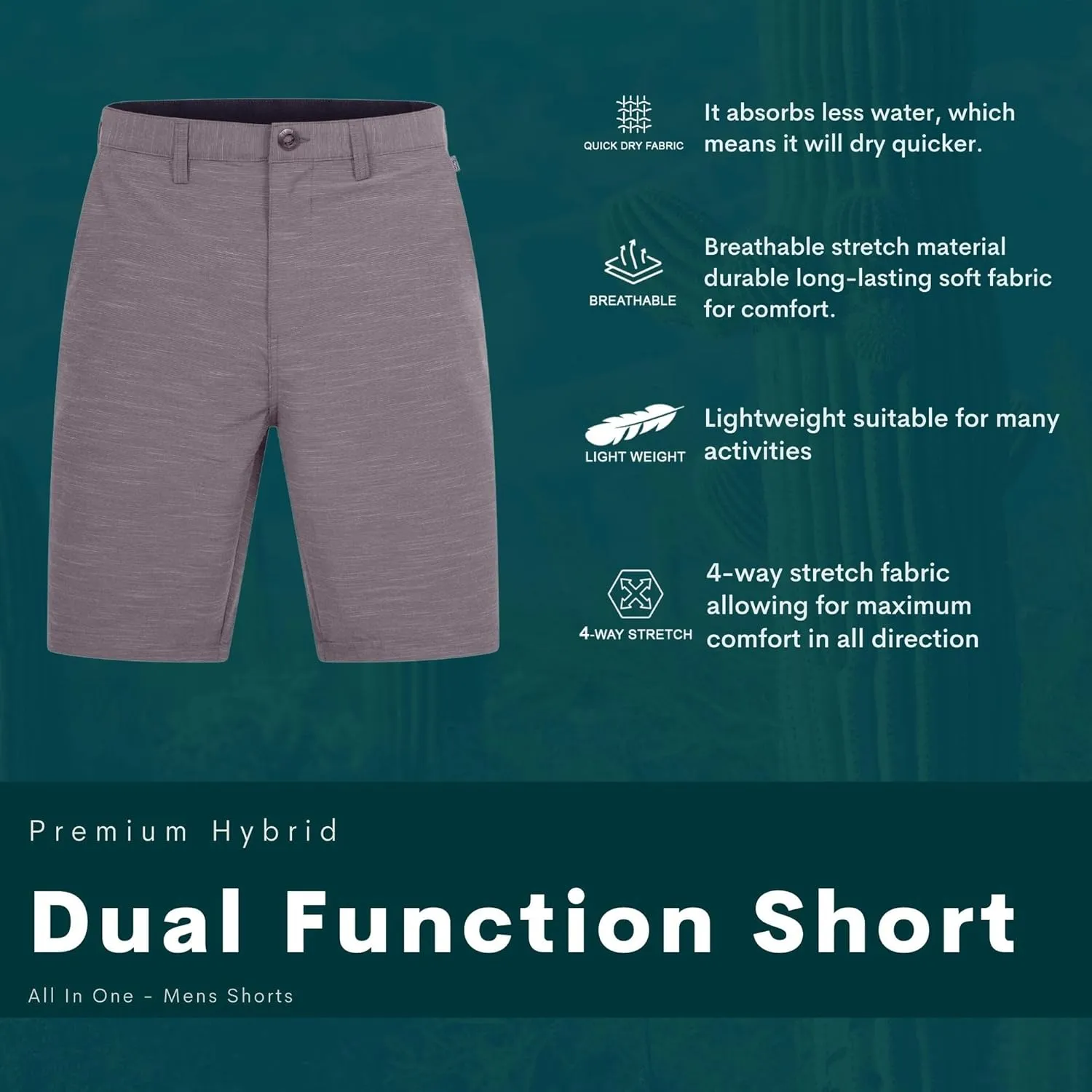 Visive Premium Hybrid Shorts Men Quick Dry Golf Stretch Board Shorts Swim Trunks Summer Big Men