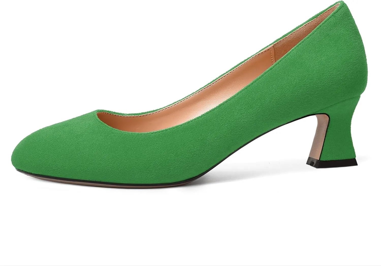 WAYDERNS Womens Dress Suede Dating Round Toe Slip On Solid Kitten Low Heel Pumps Shoes 2 Inch