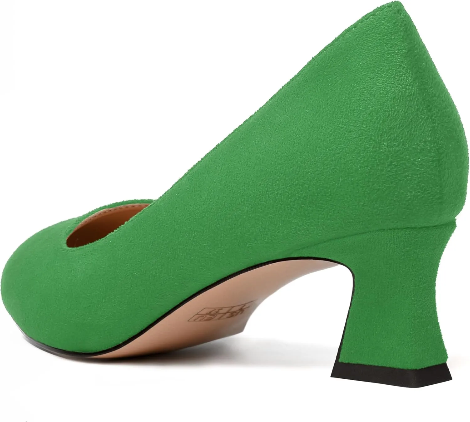 WAYDERNS Womens Dress Suede Dating Round Toe Slip On Solid Kitten Low Heel Pumps Shoes 2 Inch