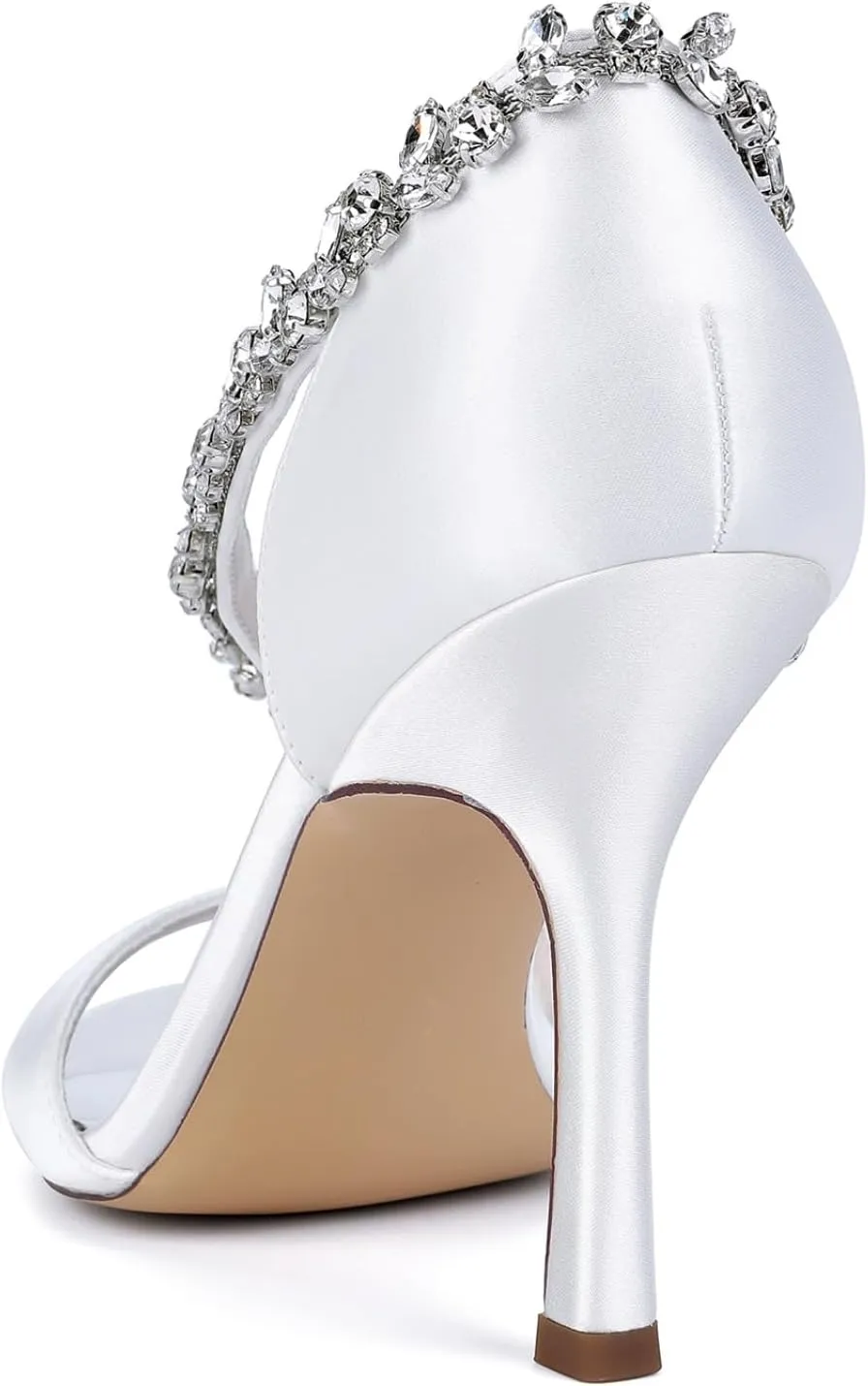 Wedding Shoes Women's Bridal Pump Sandal Peep Toe Bridal Heels Satin Sexy Pumps Heels Prom Evening Formal Party Shoes 8.5Cm