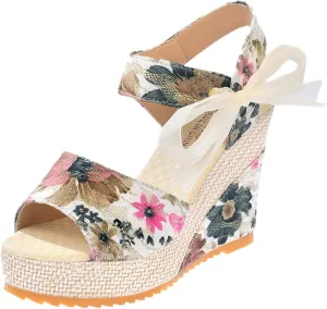 Wedge Sandals for Women Dressy Summer Multi Color Espadrille Sandals for Women Wide Width Women Strappy Platform Sandals Ring Toe Double Buckles Black Platform Sandals Women Tie Up Sandals Women