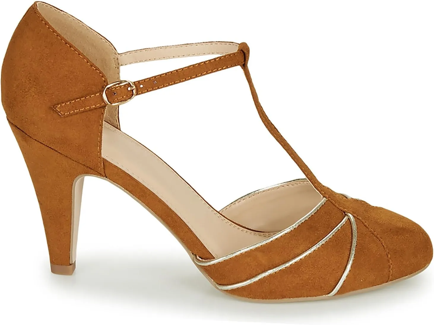 Women Kitten Heel Mary Janes Round Toe Ankle T-Strap Mary Jane Pumps Suede 3 inch Kitten Heel Pump Shoes Cut Out Ankle Strap Buckle Mary Jane Heels Retro Elegant Wedding 4-11 M US