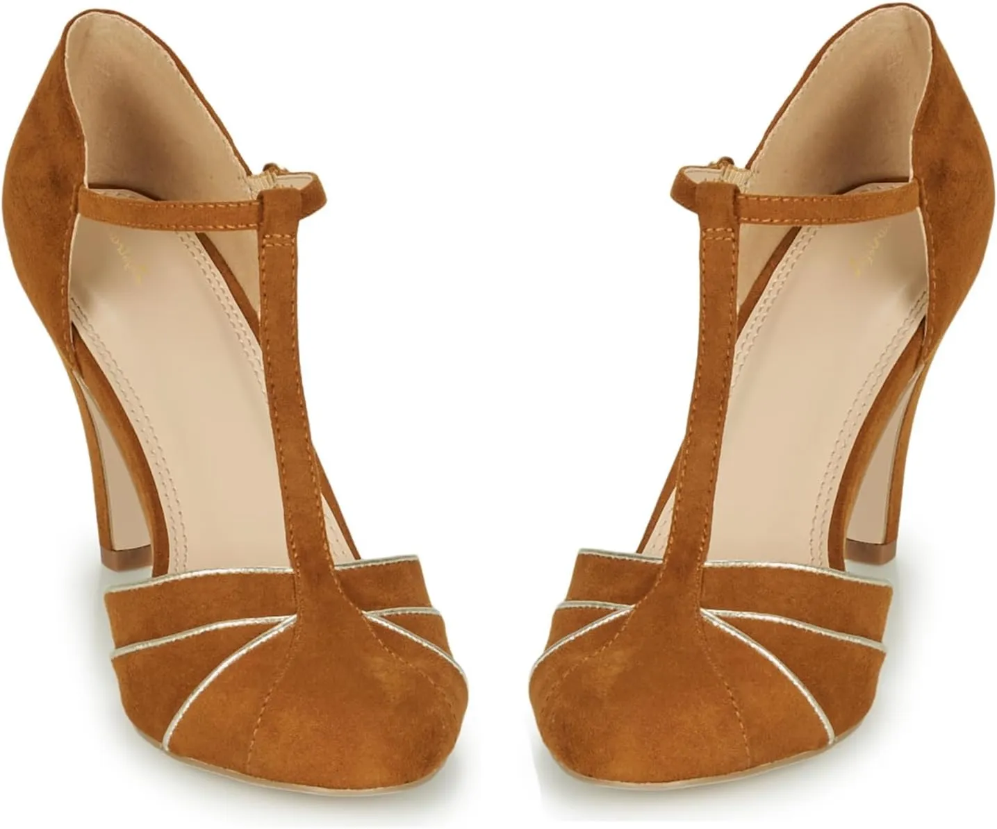 Women Kitten Heel Mary Janes Round Toe Ankle T-Strap Mary Jane Pumps Suede 3 inch Kitten Heel Pump Shoes Cut Out Ankle Strap Buckle Mary Jane Heels Retro Elegant Wedding 4-11 M US