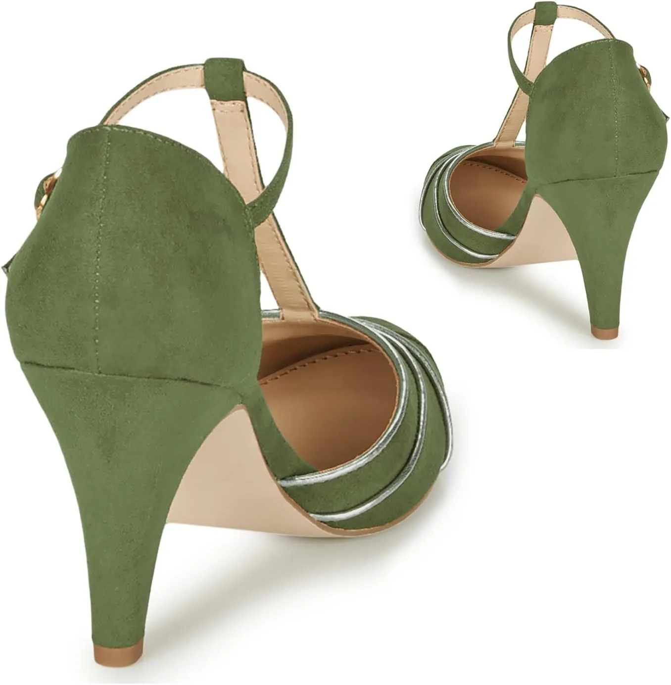 Women Kitten Heel Mary Janes Round Toe Ankle T-Strap Mary Jane Pumps Suede 3 inch Kitten Heel Pump Shoes Cut Out Ankle Strap Buckle Mary Jane Heels Retro Elegant Wedding 4-11 M US