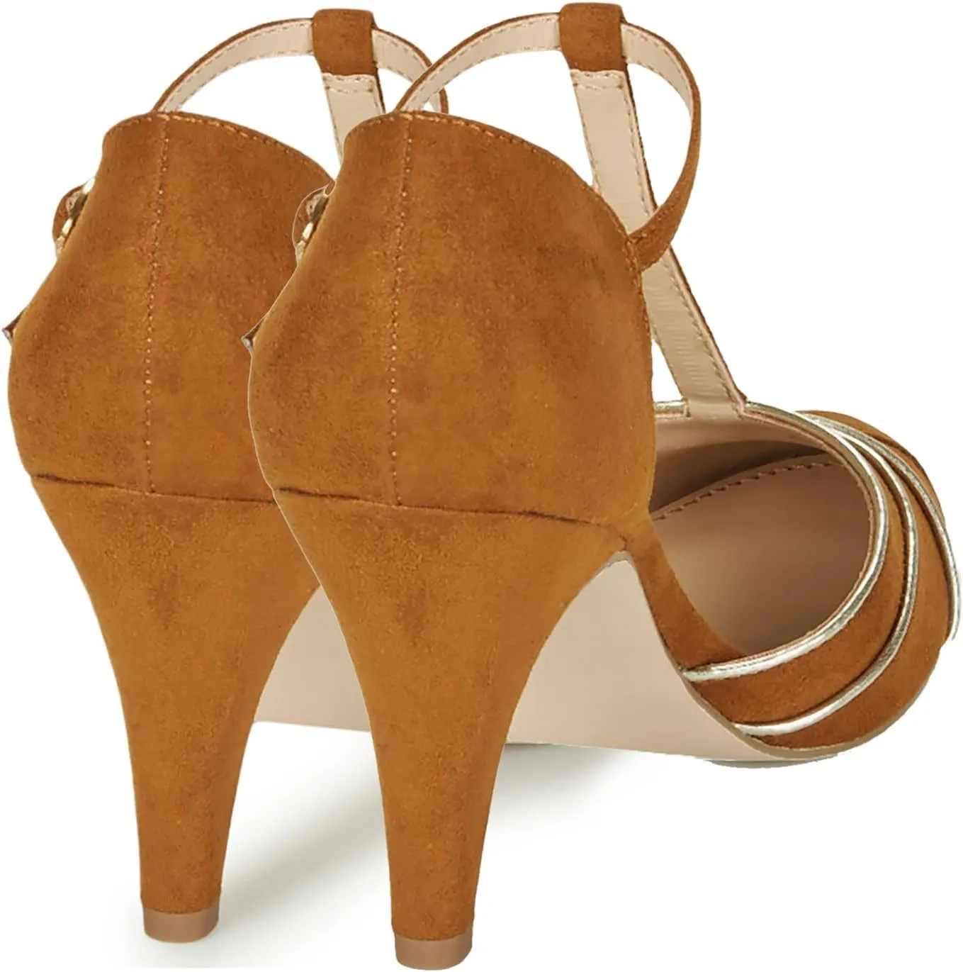 Women Kitten Heel Mary Janes Round Toe Ankle T-Strap Mary Jane Pumps Suede 3 inch Kitten Heel Pump Shoes Cut Out Ankle Strap Buckle Mary Jane Heels Retro Elegant Wedding 4-11 M US