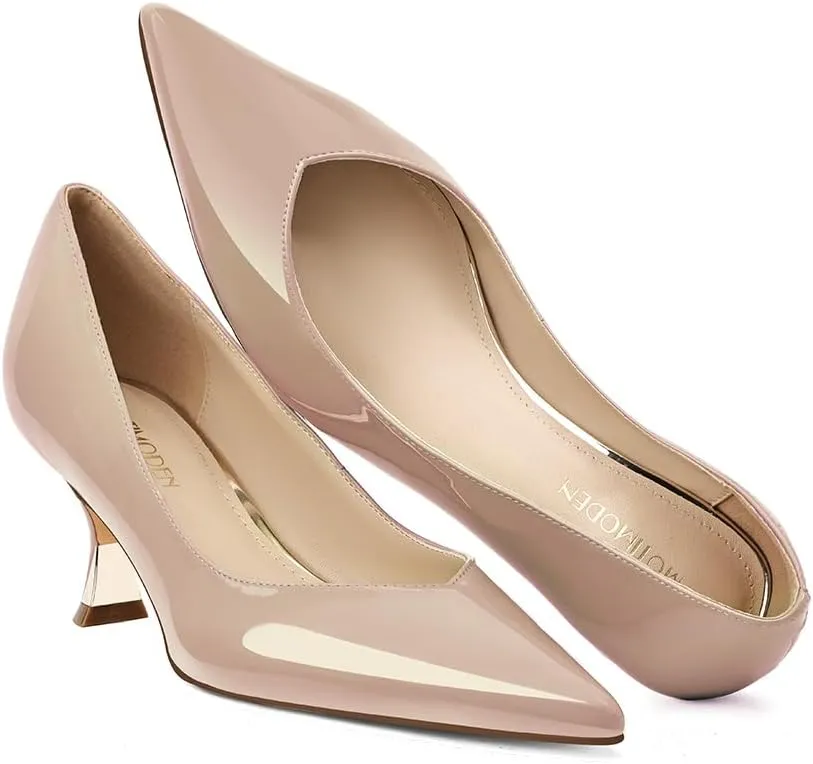 Women Low Kitten Heels Women's Dressy Pumps Pointed Closed Toe Elegant Wedding Pumps Formal Work Office Comfortable Shoes Classic Pumps for Women