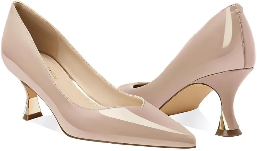 Women Low Kitten Heels Women's Dressy Pumps Pointed Closed Toe Elegant Wedding Pumps Formal Work Office Comfortable Shoes Classic Pumps for Women