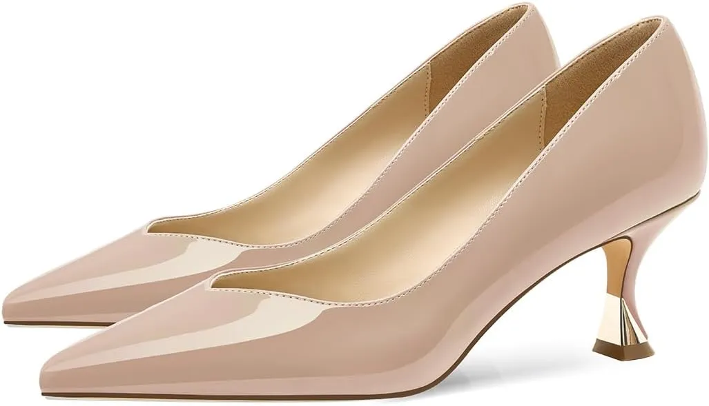 Women Low Kitten Heels Women's Dressy Pumps Pointed Closed Toe Elegant Wedding Pumps Formal Work Office Comfortable Shoes Classic Pumps for Women