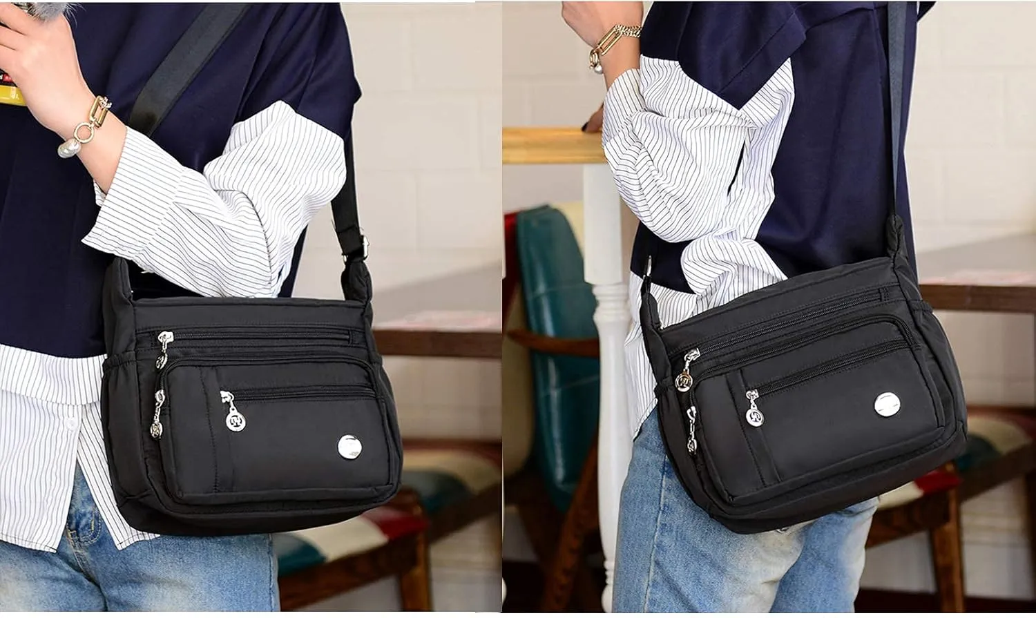 Women Shoulder Handbag Nylon Crossbody Bags Multipockets Purses Handbags Waterproof Messenger Bag