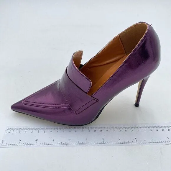 Women Stiletto High Heel Loafer Pumps with Trim Closed Pointed Toe Office