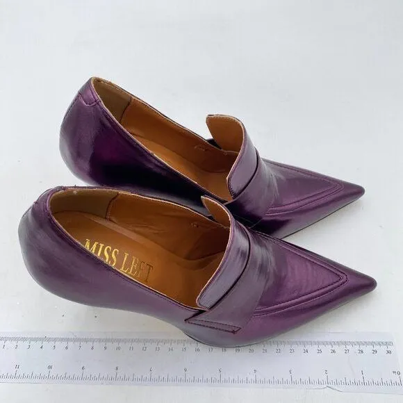 Women Stiletto High Heel Loafer Pumps with Trim Closed Pointed Toe Office