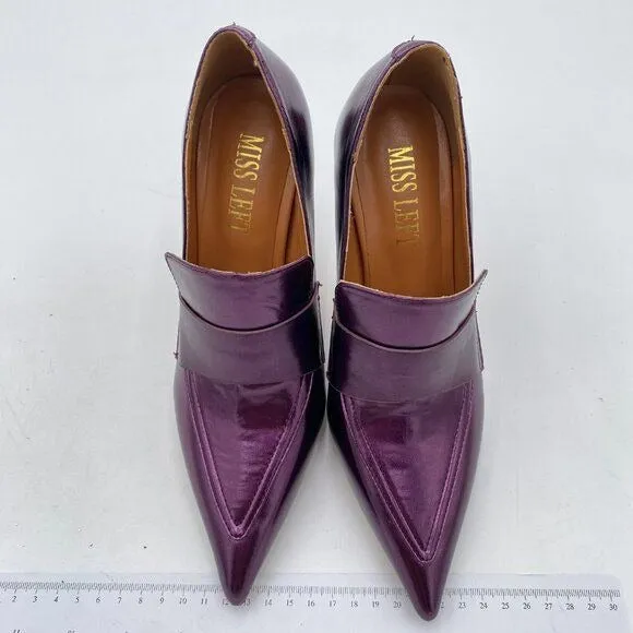 Women Stiletto High Heel Loafer Pumps with Trim Closed Pointed Toe Office