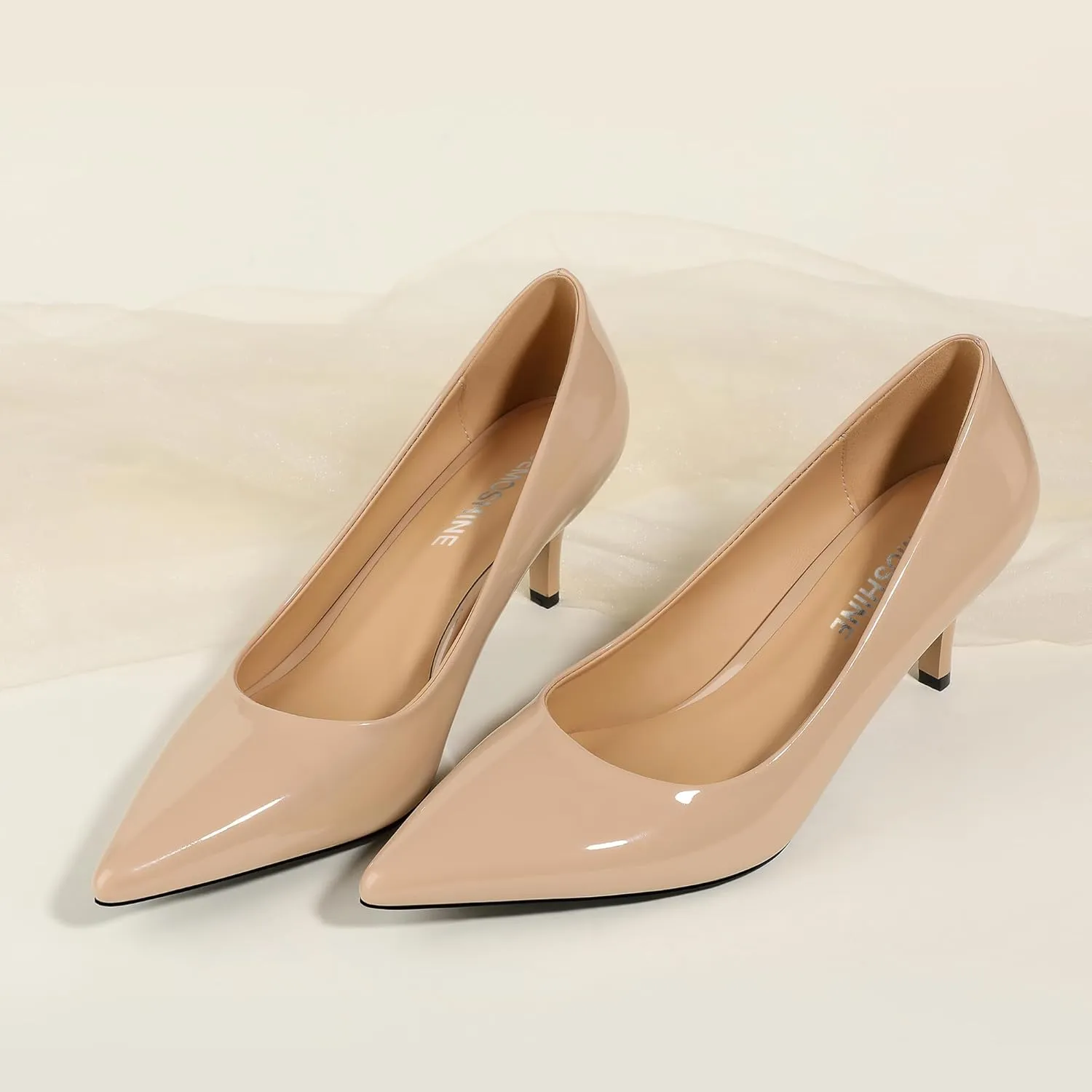Womens Casual Slip On Low Heels Comfort Pointed Toe Solid Pump