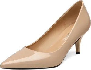 Womens Casual Slip On Low Heels Comfort Pointed Toe Solid Pump