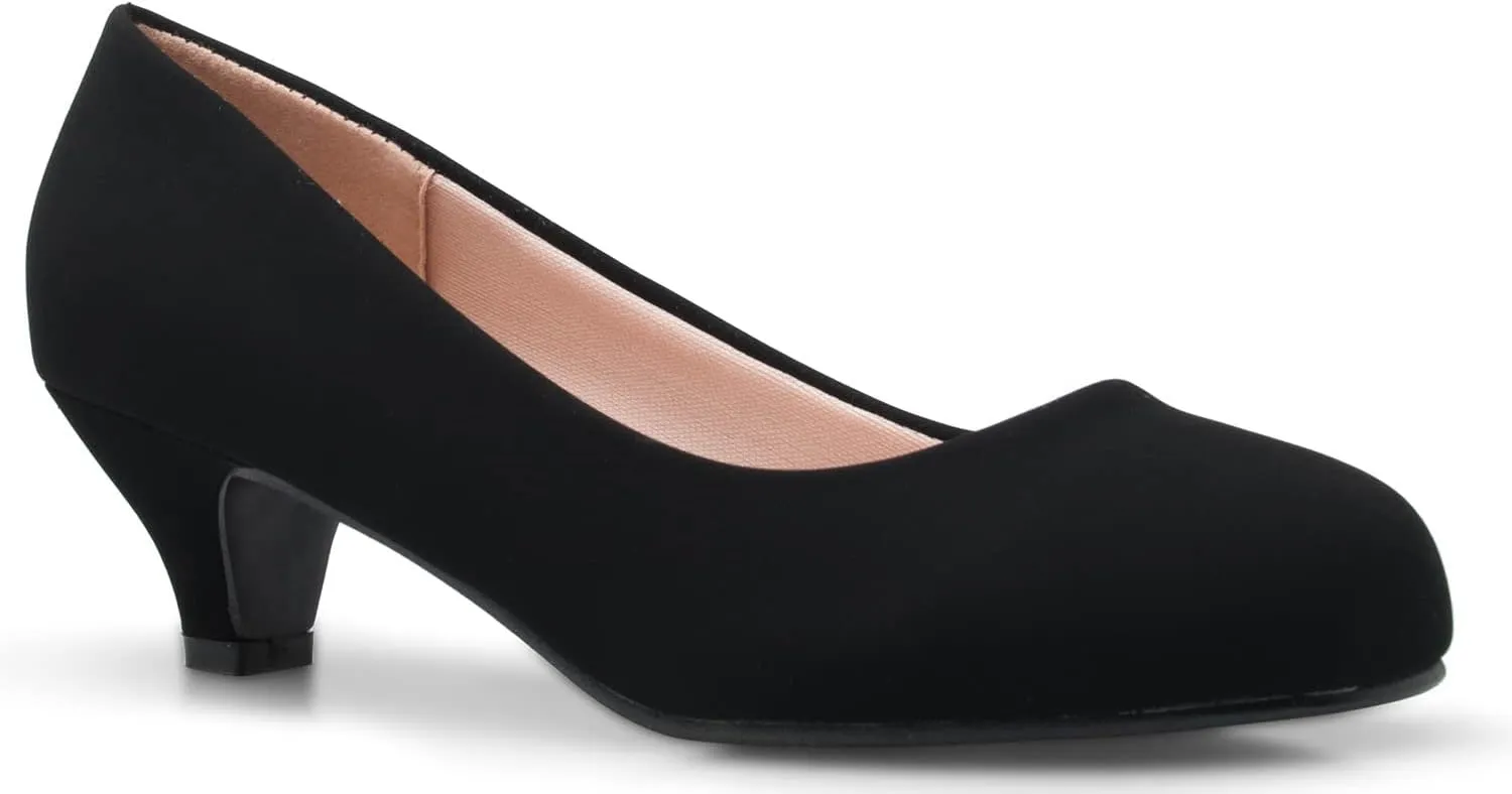 Women's Classic Closed Toe Kitten Heel Pumps | Dress, Work, Party Low Heeled