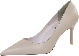 Women's Classic Pointed Toe Mid Heels Pumps Wedding Dress Office Shoes LB077