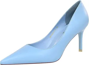 Women's Classic Pointed Toe Mid Heels Pumps Wedding Dress Office Shoes LB077