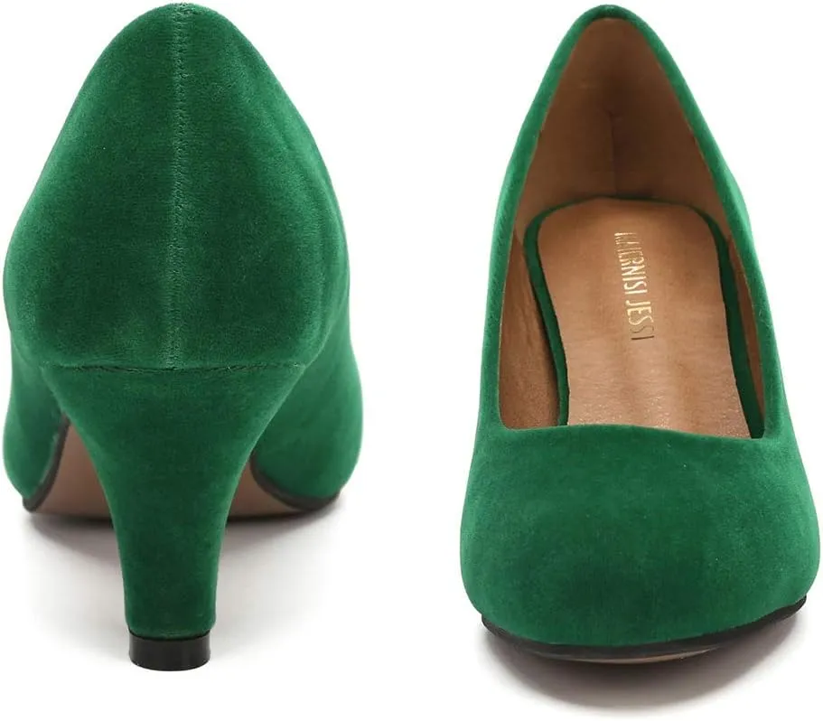 Women's Classic Round Toe Pump Kitten Low Heel Shoes